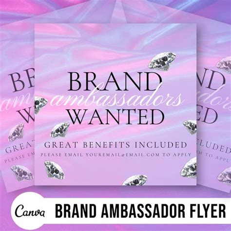 Brand Ambassador Flyer Editable Canva Instagram Template Etsy