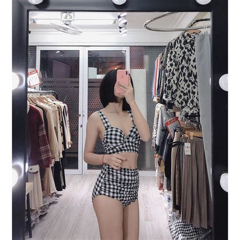 Two Piece Checkered Bikini With Underwire Beautiful To Wear To The Beach And Swimming Shopee