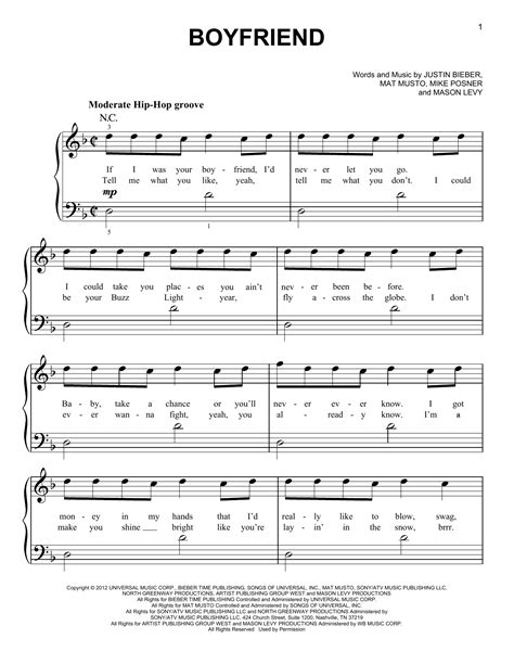 Boyfriend By Justin Bieber Sheet Music For Easy Piano At Sheet Music Direct