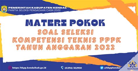 Materi Pokok Soal Seleksi Kompetensi Teknis PPPK Formasi Tahun 2022