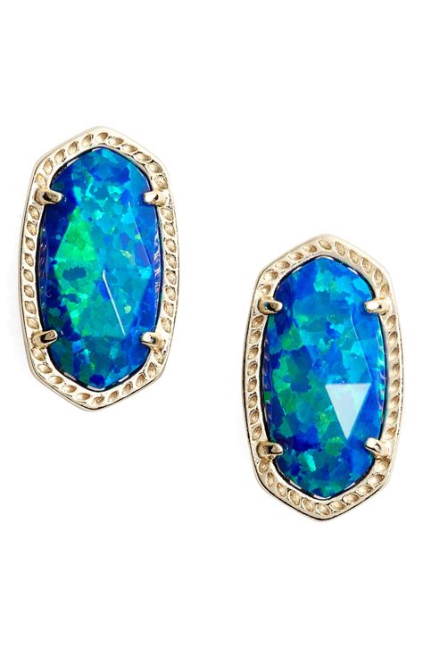 Kendra Scott Ellie Earrings In Royal Blue Kyocera Opal Gold ModeSens