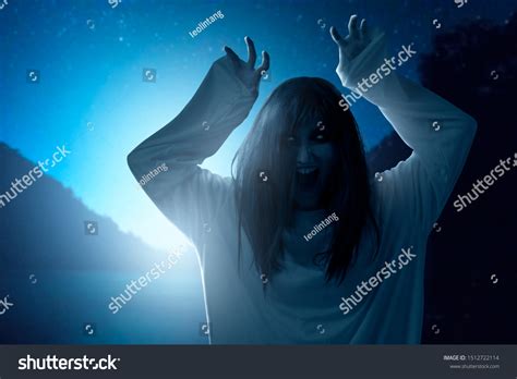 Scary Ghost Woman Blood Angry Face Stock Photo Shutterstock