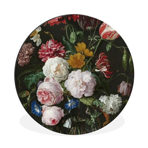 Muchowow Tableau Imprim Rond Nature Morte Avec Des Fleurs Dans Un