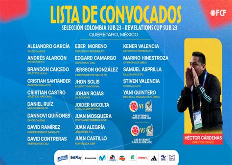 Convocatoria De La Selección Colombia Sub 23 Para Amistosos Vs