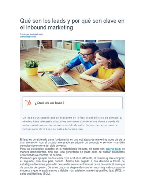 Qué Son Los Leads Y Por Qué Son Clave En El Ciclo Inbound Marketing Pdf Marketing Cliente