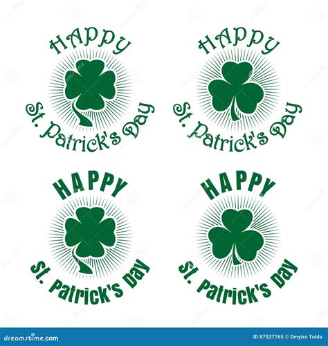 Clover Icons Set Celebration Symbol For St Patricks Day Stock Vector Illustration Of