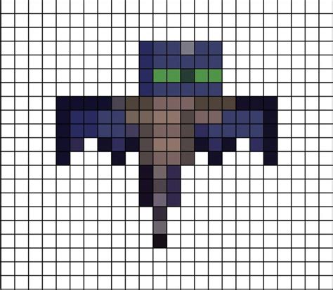 A pixel art template of the flying Phantom monster mob from Mine-craft ...