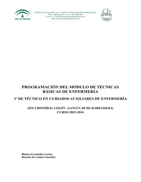 Programaci N T Cnicas B Sicas De Enfermer A