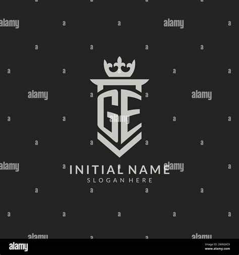 Initial Ge Shield And Crown Logo Style Vector Graphic Stock Vector