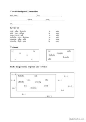 317 Zahlen Deutsch DAF Arbeitsblätter pdf doc