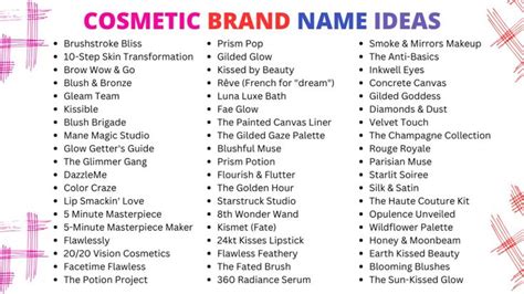 650 Cosmetic Brand Name Ideas In 2024 Cosmetics Names Ideas