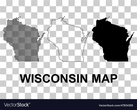 Set of wisconsin map shape united states of Vector Image