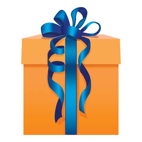 Orange Gift Box With A Blue Ribbon Icon Flat Style 14923776 Vector Art