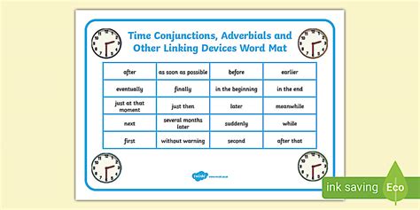 Nsw Time Connectives Word List Mat Teacher Made Twinkl