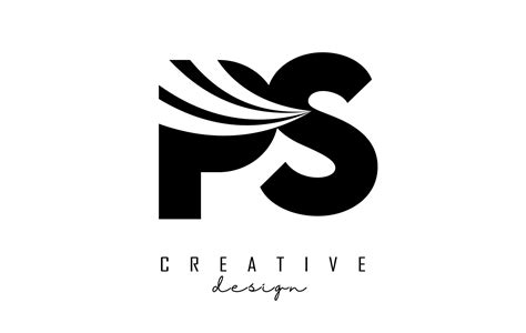 Creative black letters PS p s logo with leading lines and road concept ...