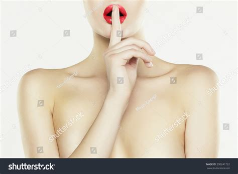 Beautiful Nude Woman Hand His Mouth Stock Photo Edit Now