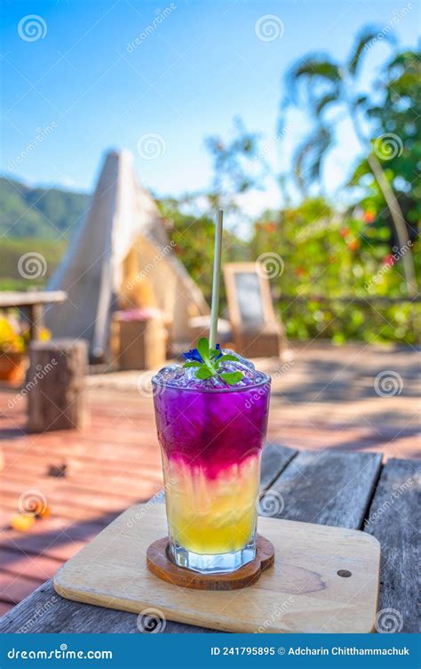 Honey Lemonade Butterfly Pea Stock Image Image Of Summer Italian