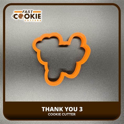 Thank You Cookie Cutter 3 with Stamp or Stencil - Fast Cookie Cutters