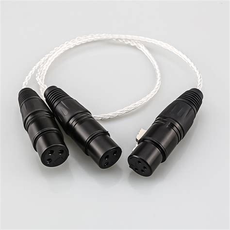 Two 3 Pin XLR Female To 4 Pin XLR Female Balanced Audio Adapter Cable