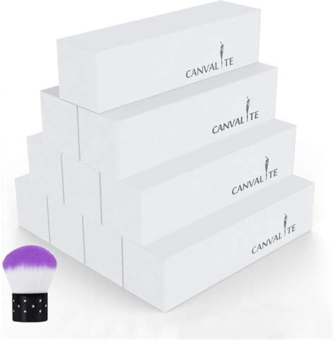 Canvalite Lot de 10 Blocs de Polissoirs à Ongles Blancs 120 Grains