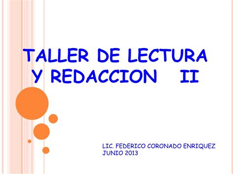 PPT TALLER DE LECTURA Y REDACCION II PowerPoint Presentation Free