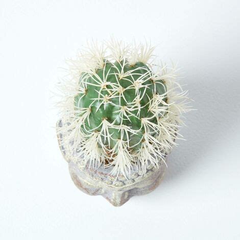 HOMESCAPES Künstlicher Kaktus Echinocactus in Buddha Topf 24 cm hoch