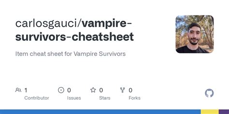 Github Carlosgaucivampire Survivors Cheatsheet Item Cheat Sheet For