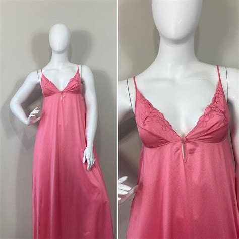 70s 80s Pink Nightgown 70s 80s Bubblegum Pink Nylon Nightgown 70s 80s Lingerie L XL Etsy
