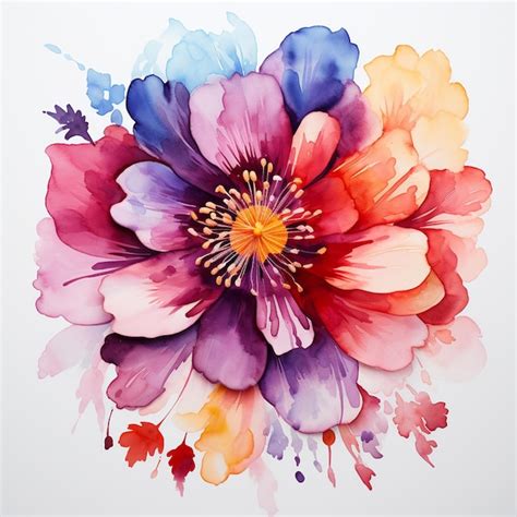 Premium Photo A Vector Watercolor Flowers On White Background