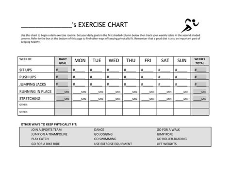 46 Printable Exercise Charts 100 Free Templatelab