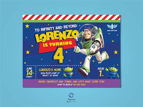 Tarjetas de invitación buzz Lightyear Etsy México