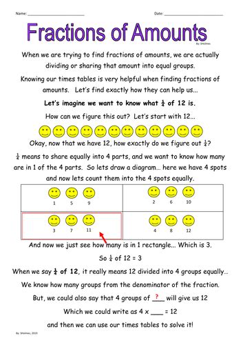 Fractions Of Amounts Teaching Resources