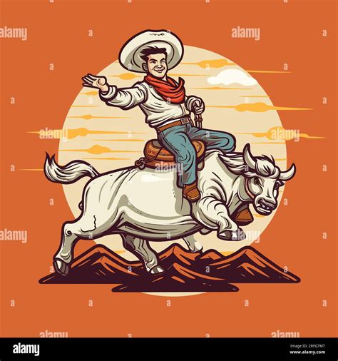 Rodeo Cowboy Bull Riding Cartoon Stock Vektorgrafiken Kaufen Alamy