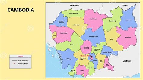 Cambodia Map State And District Map Of Cambodia Stock Illustration