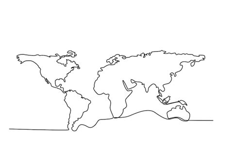 Mapa Del Mundo En Todo El Mundo Dibujo Continuo De Una Línea Del Atlas