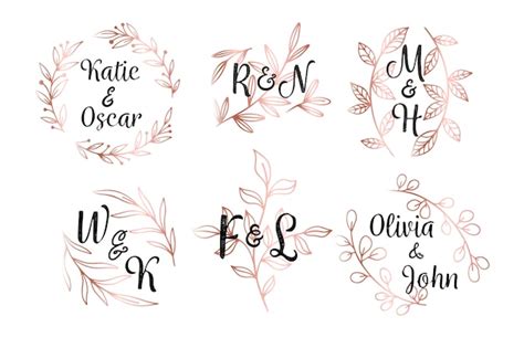 Monogramas De Boda De Estilo Floral Vector Gratis