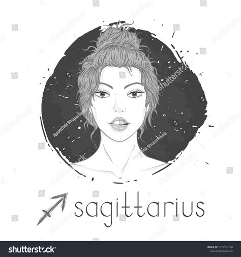 Sagittarius Zodiac Sign Vector Illustration Beautiful Stock Vector