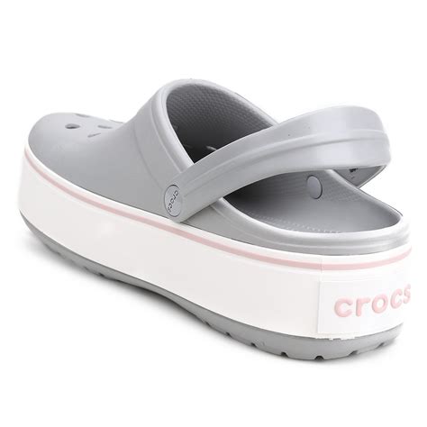 Sandália Crocs Crocband Platform Clog Feminina Cinza Zattini