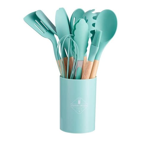 Jogo Kit C 12 Peças Utensílios De Cozinha Colheres Espatula Silicone