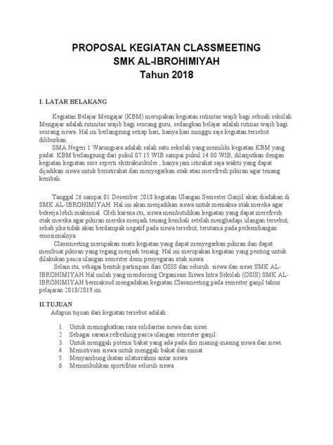 Proposal Kegiatan Classmeeting Pdf