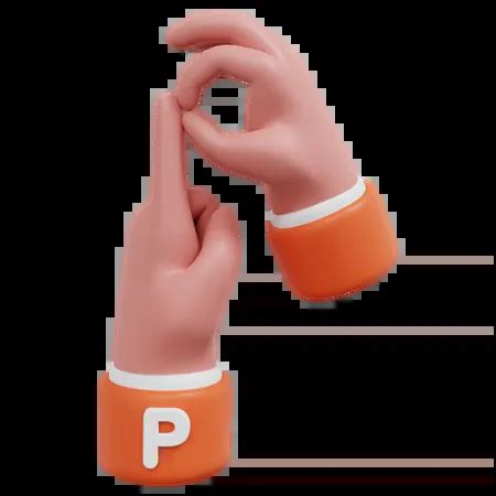 Alphabets Gesture P Emoji 3D Icon download in PNG, OBJ or Blend format