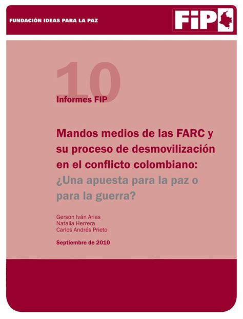 Pdf Mandos Medios De Las Farc Y Su Proceso De Fip Fundaci N