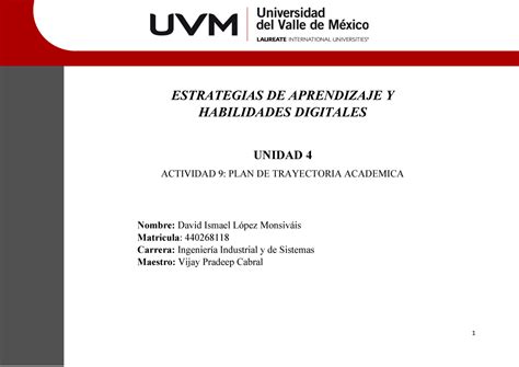 Actividad 9 Plan De Trayectoria Academica ESTRATEGIAS DE APRENDIZAJE