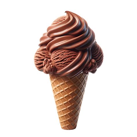 Ai Generated Closeup Of Delicious Chocolate Ice Cream Cone Isolated On