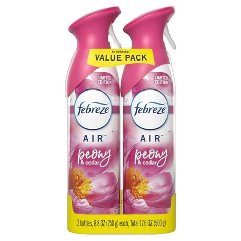 Febreze Odor Eliminating Air Fresher Spray Peony And Cedar 2 Ct