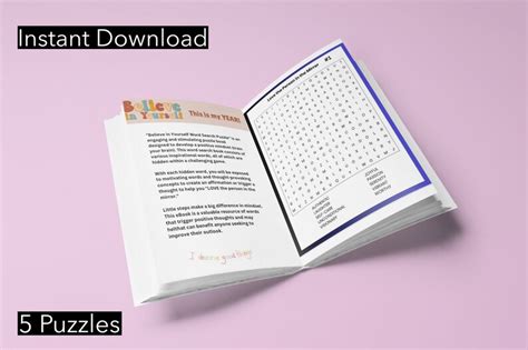 Printable Mindfulness Word Search Puzzle Book Believe In Yourself 5 Adult Positive Word Puzzles