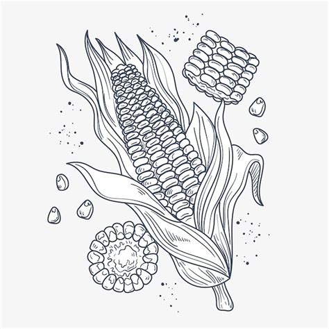 Premium Vector | Hand drawn corn on the cob drawing illustration