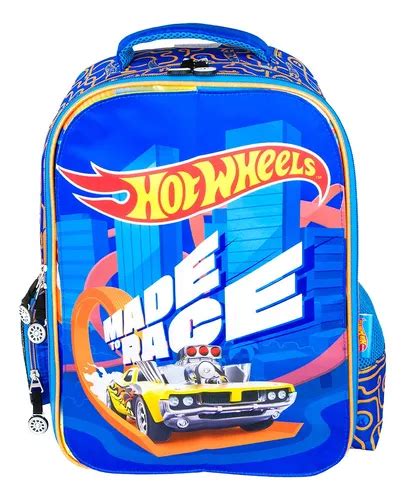 Mochila Hot Wheels Escolar Para Niño Frente Cambiable Color Azul Acero