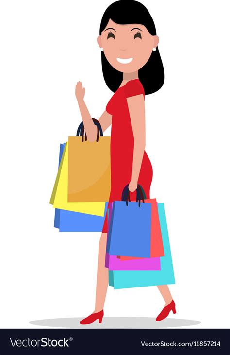 Cartoon Happy Woman Shopping Bags Royalty Free Vector Image