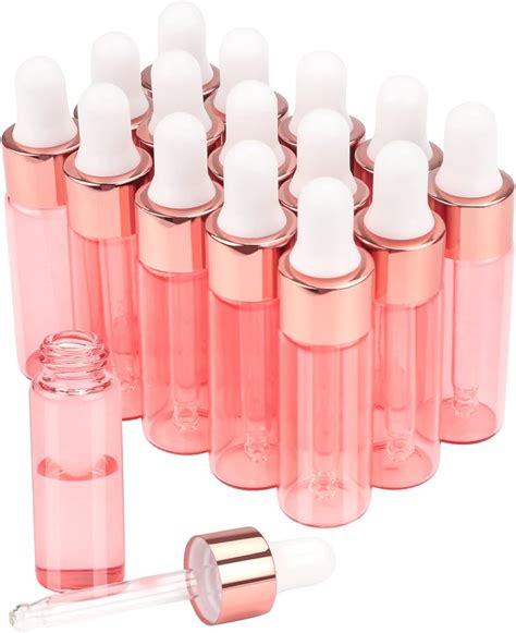 Wresty 15 Pcs Pink Glass Dropper Bottle Essential Oil Dropper Bottles Mini Glass Vials Cosmetic